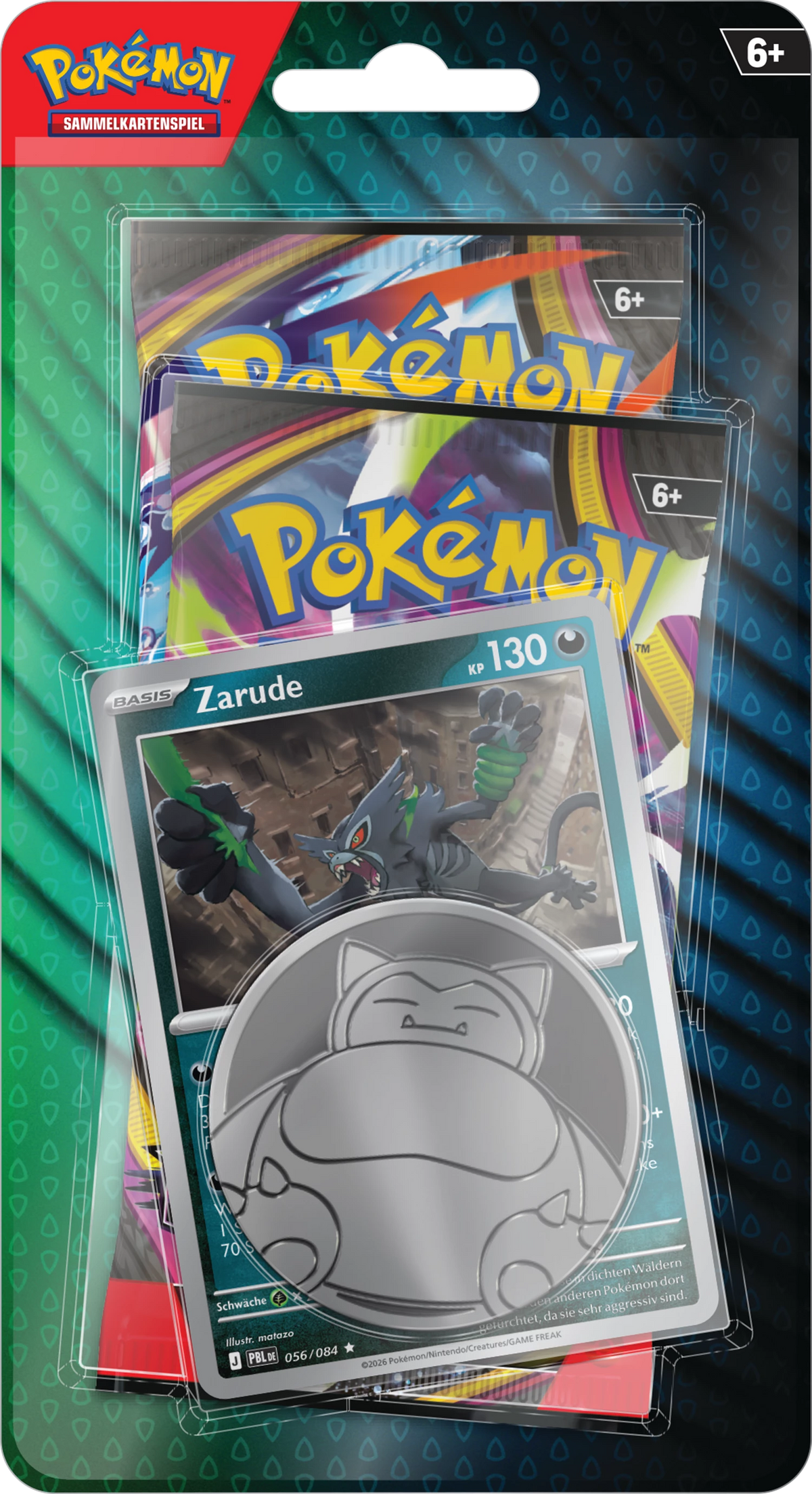Pokémon 2er-Blister mit Zarude-Sammelkarte unter Klarsichtfolie