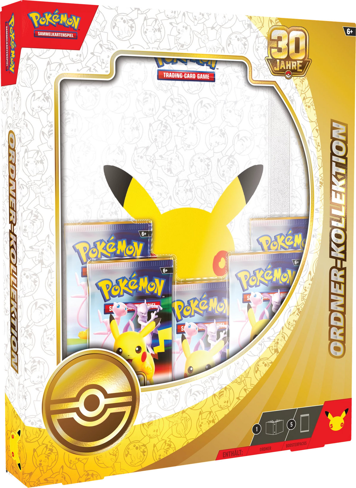 Pokémon-Ordnerkollektion in Box, 30-Jahre-Emblem, Fenster mit Karten und Pokéball