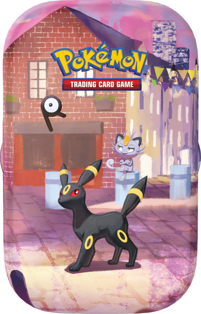 Pokémon-Minidose Trading Card Game mit schwarzem Pokémon-Katze und grauem Roboter-Pokémon