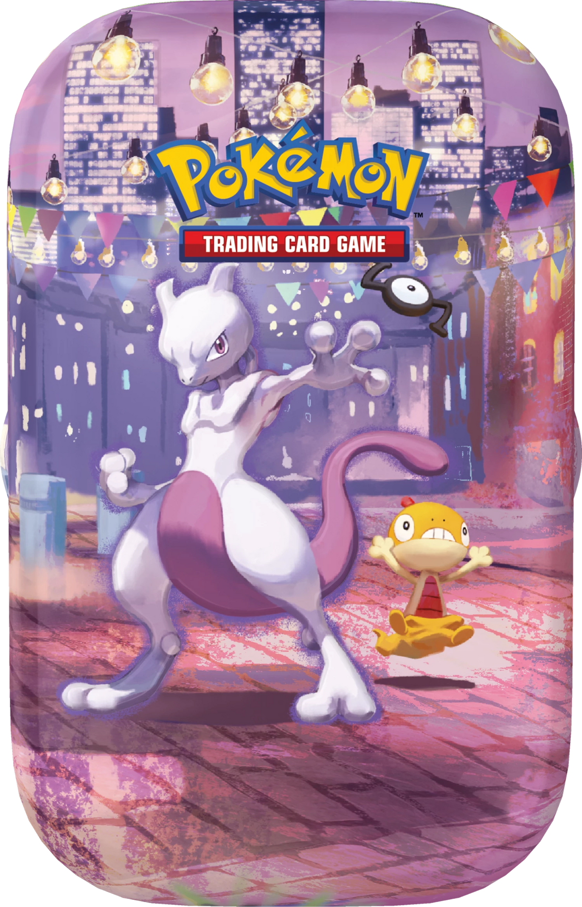 Pokémon-Minidose Trading Card Game mit violettem Pokémon und gelbem Taschen-Pokémon