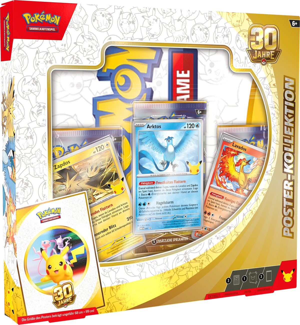 Pokémon-Poster-Kollektion 30 Jahre: Packung mit drei Pokémon Kartenmotiven