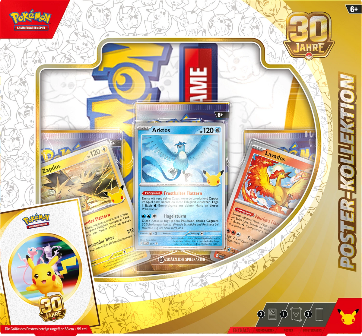 Pokémon-Poster-Kollektion 30 Jahre: Packung mit drei Pokémon Kartenansichten
