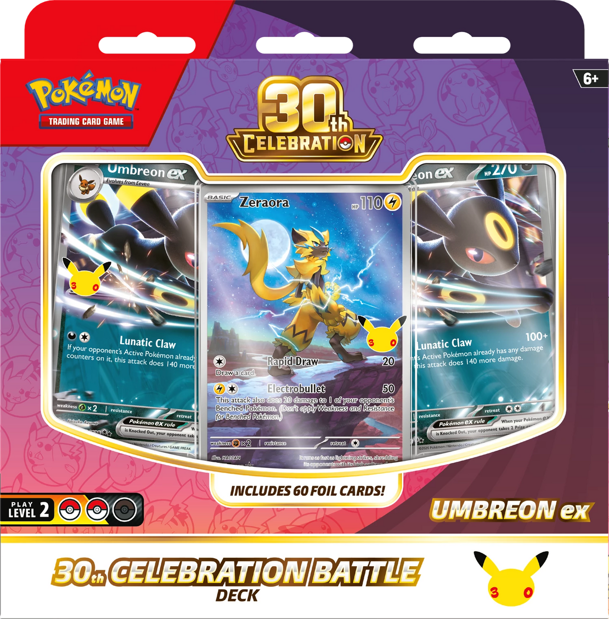 Pokémon 30th Celebration Battle Deck mit Umbreon ex, Kartenset mit Zeraora und Artwork