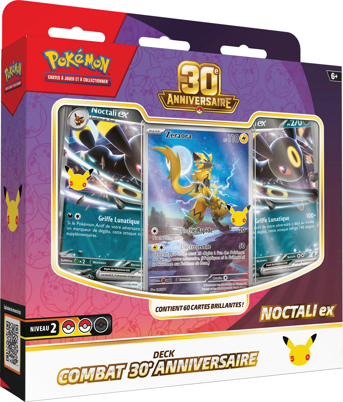 Pokémon Kampfdeck 30. Jubiläum Noctali ex in der Verpackung, Kartenansicht vorne