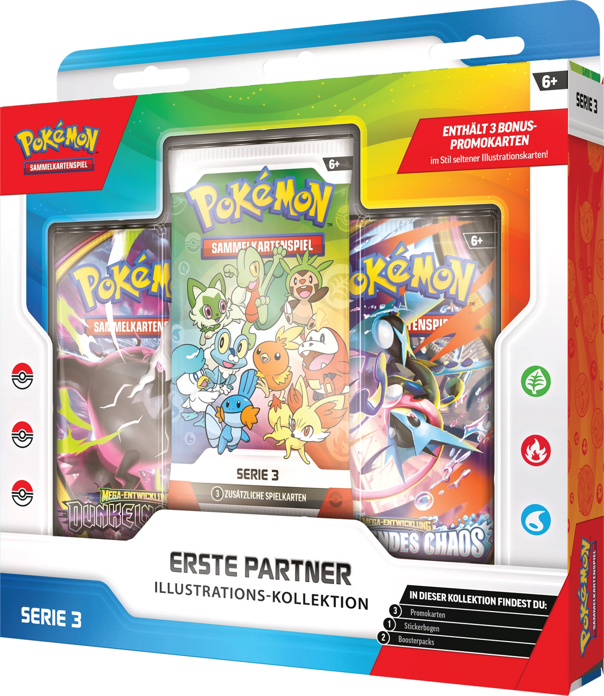 Pokémon Erste Partner-Illustrationskollektion: Karten-Box, Serie 3 mit 3 Promo-Karten