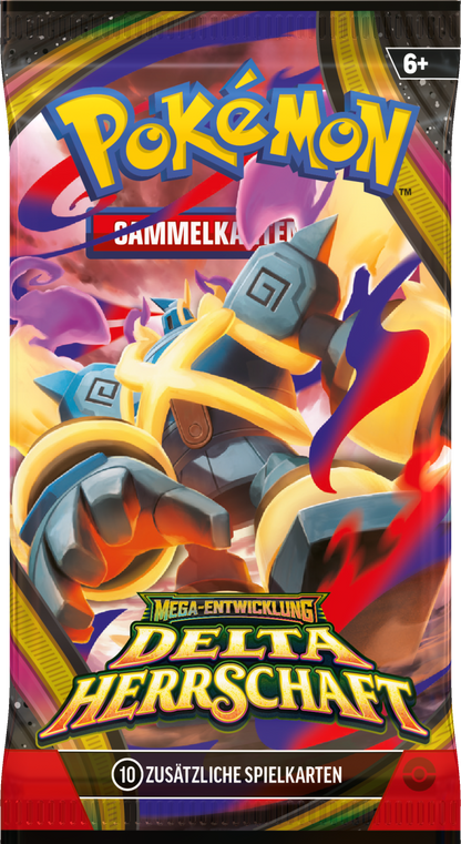 Pokémon Delta Herrschaft Booster-Display (6+) mit gelb-orangefarbenem Mega-Pokémon