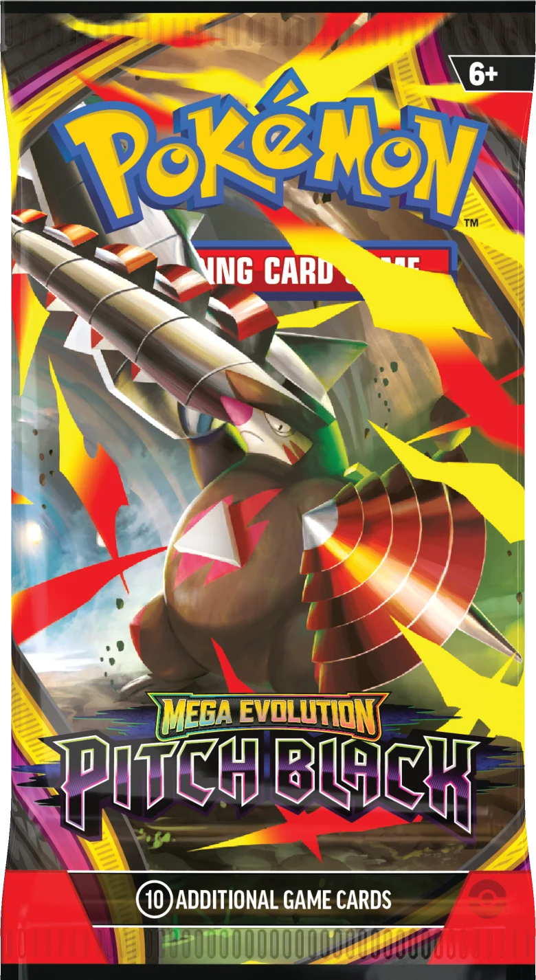 Pokémon Pitch Black Booster-Display mit Trading-Card-Design, 6+, „Mega Evolution“.